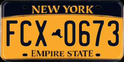 NY license plate FCX0673