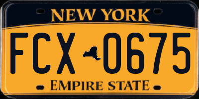 NY license plate FCX0675
