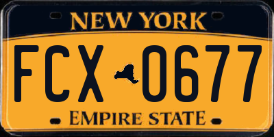 NY license plate FCX0677