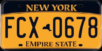 NY license plate FCX0678