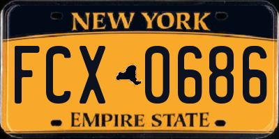 NY license plate FCX0686