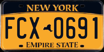 NY license plate FCX0691