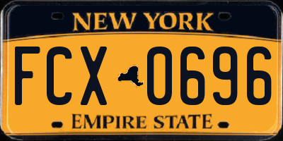 NY license plate FCX0696