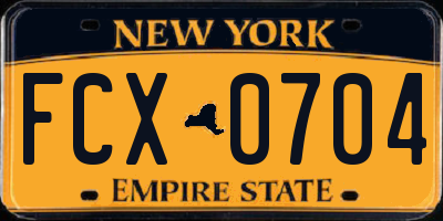 NY license plate FCX0704
