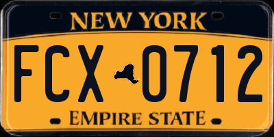 NY license plate FCX0712