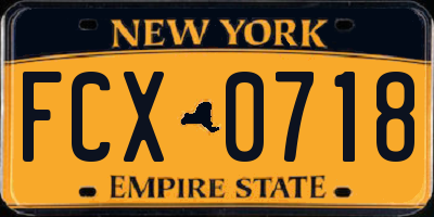 NY license plate FCX0718