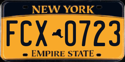 NY license plate FCX0723