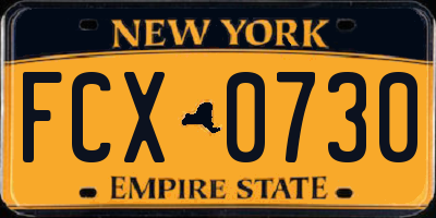 NY license plate FCX0730