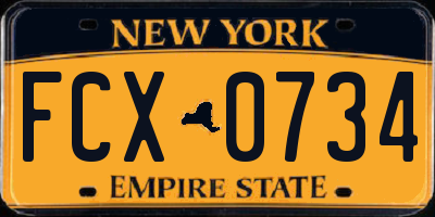 NY license plate FCX0734
