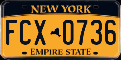 NY license plate FCX0736