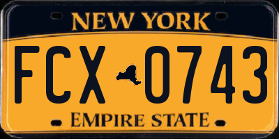 NY license plate FCX0743