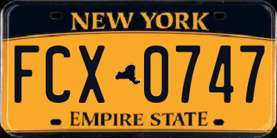 NY license plate FCX0747
