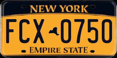 NY license plate FCX0750