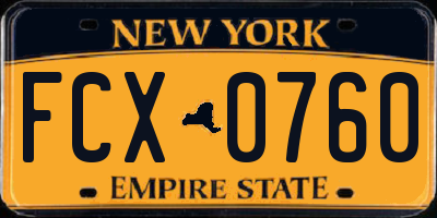 NY license plate FCX0760