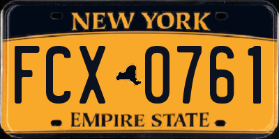 NY license plate FCX0761