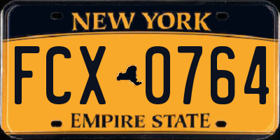 NY license plate FCX0764