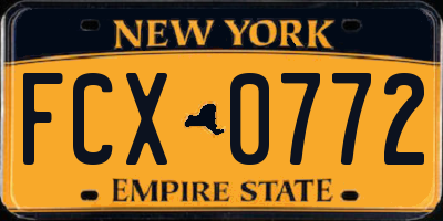 NY license plate FCX0772