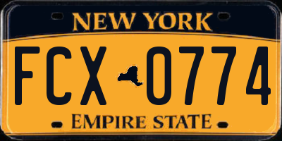 NY license plate FCX0774