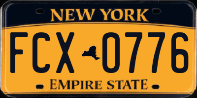 NY license plate FCX0776