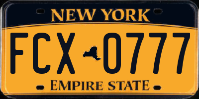 NY license plate FCX0777