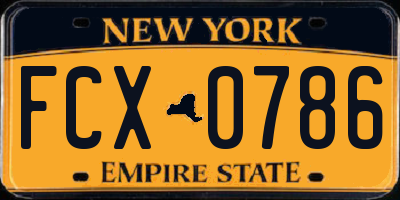 NY license plate FCX0786