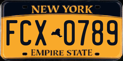NY license plate FCX0789