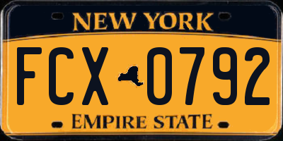 NY license plate FCX0792