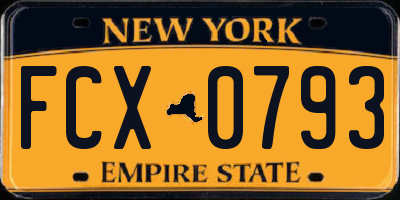NY license plate FCX0793