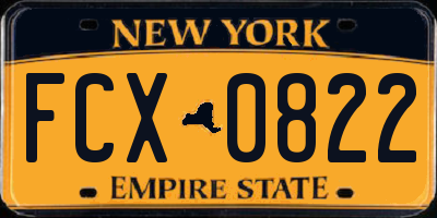 NY license plate FCX0822