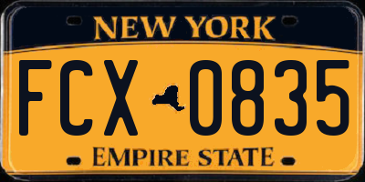 NY license plate FCX0835