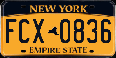NY license plate FCX0836