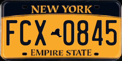NY license plate FCX0845