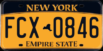 NY license plate FCX0846