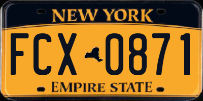 NY license plate FCX0871