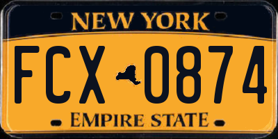 NY license plate FCX0874