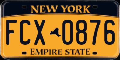NY license plate FCX0876