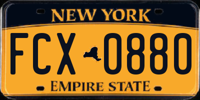 NY license plate FCX0880