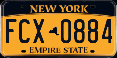 NY license plate FCX0884
