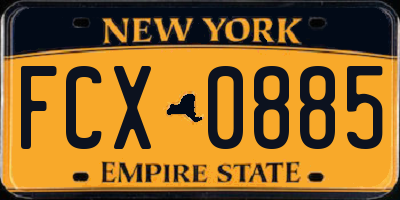 NY license plate FCX0885