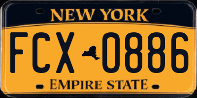 NY license plate FCX0886