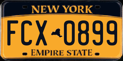 NY license plate FCX0899
