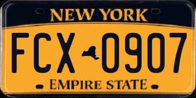 NY license plate FCX0907