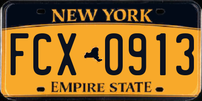 NY license plate FCX0913
