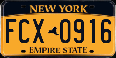 NY license plate FCX0916