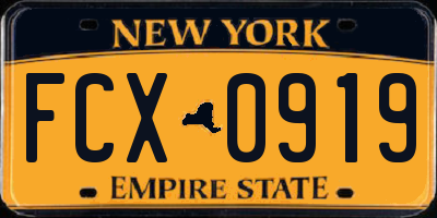 NY license plate FCX0919