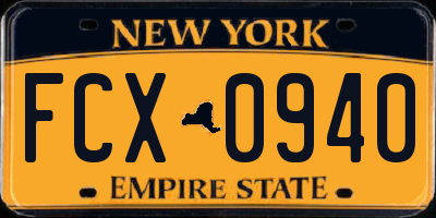 NY license plate FCX0940