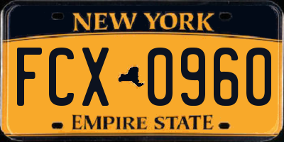 NY license plate FCX0960