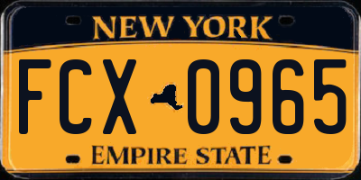 NY license plate FCX0965