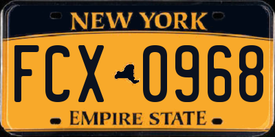 NY license plate FCX0968