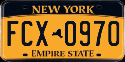 NY license plate FCX0970
